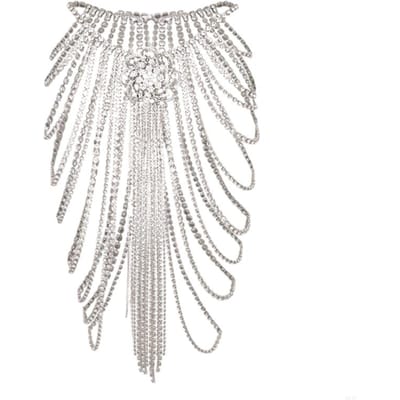 Dames Blingbling Taille Riem Stijlvolle Meerlaagse Kristal Taille Ketting Riem Uitgebreide Ketting Buikketting Voor Buikdans Accessoires white