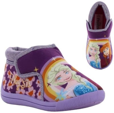 Frozen - Pantoffels kinderen voor meisjes - Anna en Elsa Sloffen kind met klittenbandsluiting - Schoenen van 2 tot 8 jaar - Maat 24 - Paars