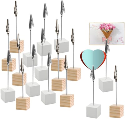 clip, 20 stuks, houten fotohouders met klemmen, memo-cliphouder, houten fotostandaard, houder voor notities, fotohouder met klemmen voor bruiloft