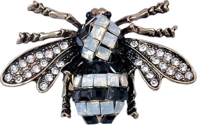 Fako Bijoux® - Magneet Broche - Magneetbroche - Bij - Magnetische Broche - Hoofddoek Magneet - Sjaal - Hijab - Abaya - 45x32mm - Zwart/Wit