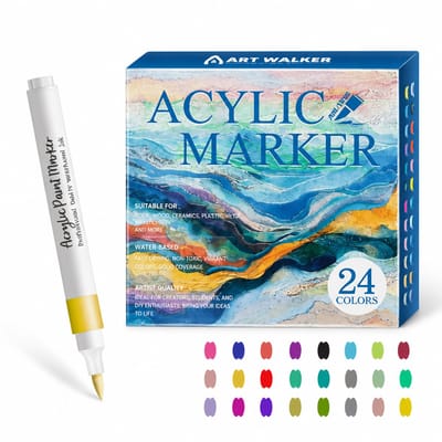 Acrylmarkerset - 24 kleuren - voor DIY tekenen en doodlen - geschenkdoos