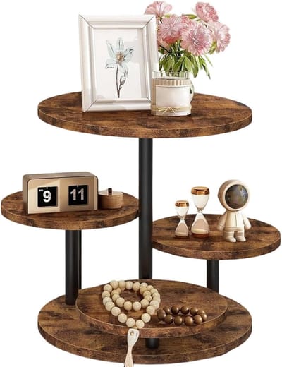 Cupcake Stand - Dessert Plateau - Taarten Presenteren - 360 Graden Draaibaar - 4 Lagen - Houtkleur