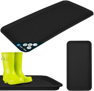 KOTARBAU® Schoenenlekbak, Lekbak Schoenen, Kunststof, 38 x 76 cm, Zwart, Schoenendruipbak, Schoenmat, Laarzen Afdruipmat, Schoenafdruipbak, Schoenenschaal, Lekbak voor Natte Schoenen