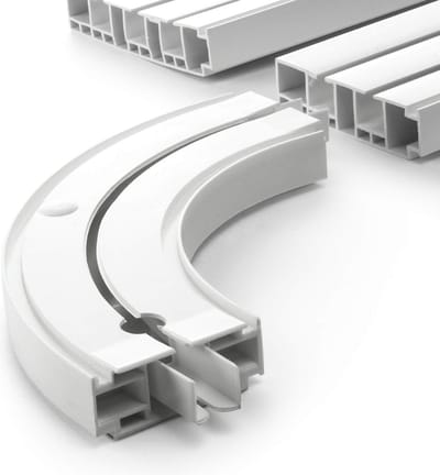 Gordijnrails en ronde bochtenset | 240 cm | PVC | 1-loops | wit | incl. bevestigingsmateriaal | 2,4 m (150 cm + 90 cm + connector) | gordijnrails