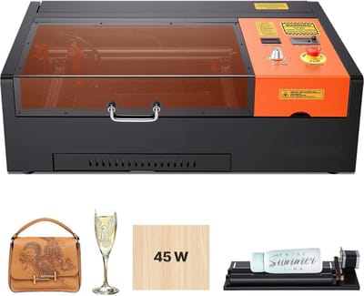 CO2-lasergraveermachine - Tafelmodel - 45 W - Werkgebied 300 x 200 mm - Met Roterende As - Luchtassistent - Voor Hout, Acryl en Glas