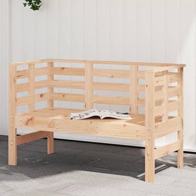 Houten tuinbank - Buitenbank met rugleuning - Ontspannen in de tuin - Grid design - 111.5 cm breed - Grijs