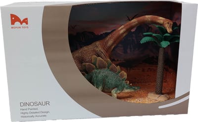 PIA Soft Toys -Brachiosaurus - Stegosaurus set in Showbox - PVC - 22-35 cm