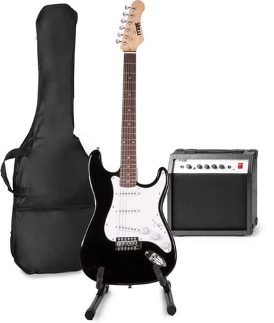 Elektrische gitaar met gitaar versterker - MAX Gigkit 4/4 - Perfect voor beginners - incl. gitaar standaard, gitaar stemapparaat, gitaartas en plectrum - Zwart