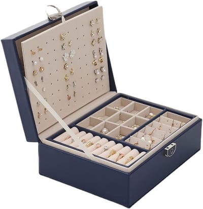 Juwelendoos Grote Capaciteit - Opbergdoos Sieraden - Sieraden Organiseren - Zachte Fluwijnen Voering - 23x17x8.5 cm - Zwart