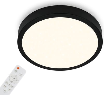 BRILONER - plafondlamp - kinderkamerlamp - sterrenhemel - dimbaar - instelbare kleurtemperatuur - nachtlamp - timer - geheugenfunctie - afstandsbediening - zwart - Ø38 cm