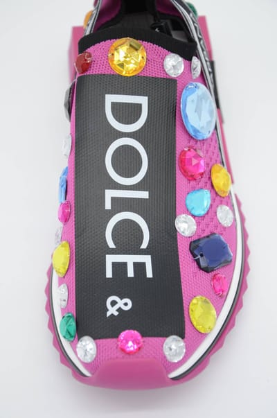 Dolce & Gabbana Roze Zwart Kristal Dames Sneakers Schoenen