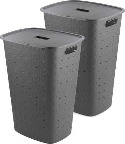 Curver Softex Wasmand met Deksel 56L - 2 stuks - Antraciet