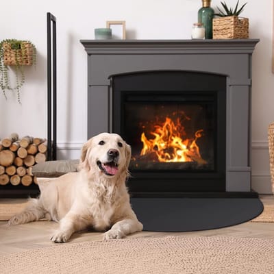 122 × 76cm - Haardmatten - brandvertragende matten - Vuurvaste mat - mat Grillvloermat - vuurbestendige mat voor vloerbescherming - zwart - Vuurkorfmat - halfronde vonkenbeschermplaat - Vuurvaste onderlegger - voor open haarden in het fornuis