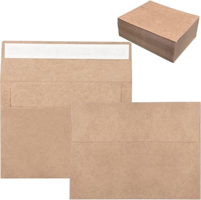 Kraft Enveloppen - Bruine Briefkaarten - Uitnodigingen Versturen - Zelfsluitend - 100 Stuks - Bruin