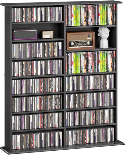 HOMCOM CD-opbergkast - Spaanplaat - 106,5x24x126,3cm - Zwart
