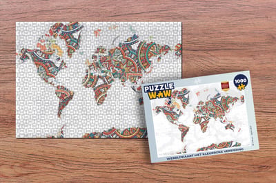 Puzzel Wereldkaart - Versiering - Kleurrijk - Legpuzzel - Puzzel 1000 stukjes volwassenen