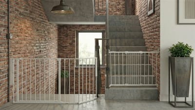 Safetots Overlooptraphek, Wit, De Oplossing voor Trappen, Meerdere Panelen tot 135cm en Schroefhek, 67cm - 105,5cm