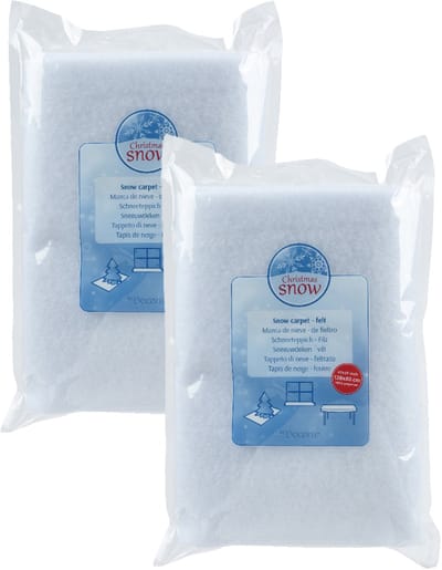 Anna's Collection Sneeuwdeken - wit - 2x 100 x 100 cm - polyester - sneeuwtapijt - kerstversiering - sneeuw ondergrond