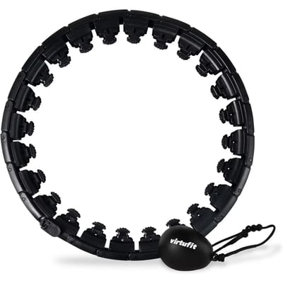 VirtuFit Gewicht Massage Hoelahoep - Zwart - 1,4 kg - 24 Schakelstukken - Verstelbaar van 80 tot 132 cm - Masserende Noppen - Aanpasbare Intensiviteit - Fitness Hoepel - Hoelahoep met Gewicht - Weight Hoop