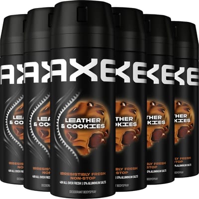 AXE - Deodorant Bodyspray - Leather & Cookies - 6 x 150 ml - Voordeelverpakking
