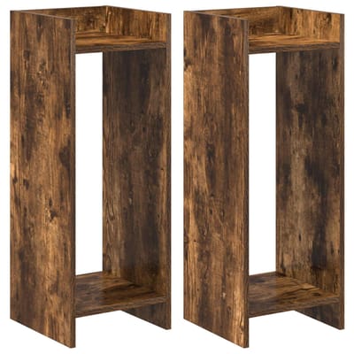 vidaXL - Plantenstand - 2 - st - Gerookt - eiken - 30 - x - 30 - x - 80 - cm - Bewerkt - hout