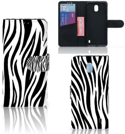 Nokia 1 Plus Telefoonhoesje met Pasjes Zebra