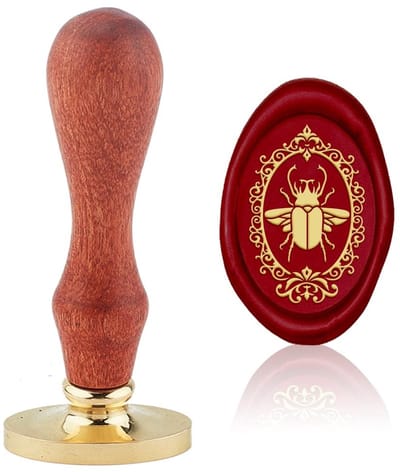 Dailygoods- Zegelstempel Retro Kever - Verwisselbare Enveloppen - Vintage Insect - Messing Kop - Houten Handvat - Eenvoudig in Gebruik - Waszegel
