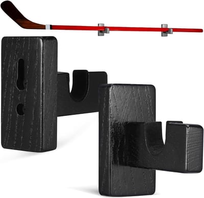 Hockeyrackethouder Wandmontage - Hockeystick Opslag - Sportuitrusting Organiseren - Ruimtebesparende Horizontale Opslag - 11.5 x 9.5 x 4.5 cm - Zwart