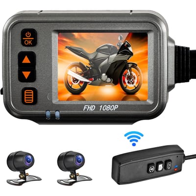 Motorfiets Dash Cam, WiFi Dual 1080p Motorfiets Camera, 120 graden Groothoek, Parkeerbewaking, Getimed Without  TF card zwart