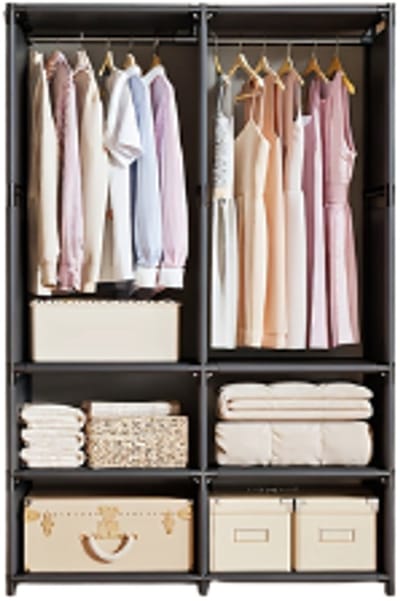 kledingkast-kledingkasten slaapkamer-Vrijstaande, Draagbare-Stevig Stalen Frame met Versterkte Draagkrachtige Kast-Gemakkelijk Schoon te Maken-Ruimtebesparende Opbergunit voor Kleine kamers-Zwart.