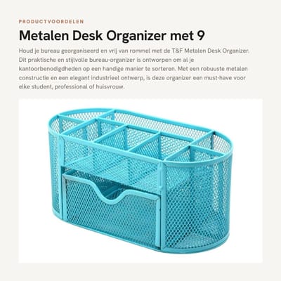 Dailygoods- Bureau Organizer - 8 Vakken - Met Lades - Met Ruimte Voor Kantoorbenodigdheden - Robuuste Metaalconstructie - Ruimtebesparend Ontwerp - Bureauaccessoires