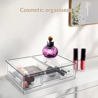 Candala Duidelijke Stapelbare Opbergladen met Voorlade voor Cosmetica, Make-up en Keukengerei - Ideaal voor Organisatie van Dressoir, Kast, Bureau, Voorraadkast, Plank en Vrieskast