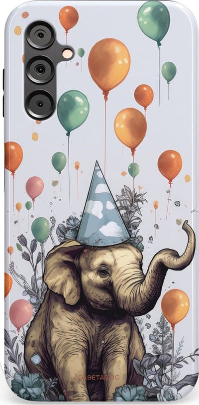Casetastic Hoesje Geschikt voor Samsung A14 (5G/4G) - Stijlvolle Beschermende Duo-layer Case - Olifant Verjaardag