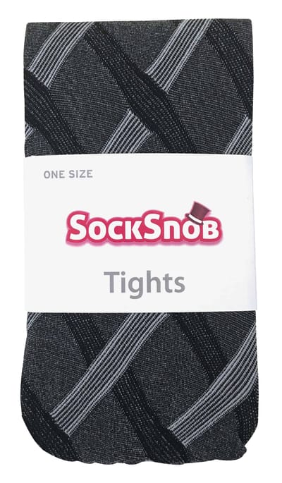 Sock Snob Dames80 denier ondoorzichtig patroon panty's - Kabel Zwart / wit