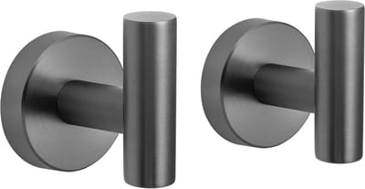 VDN Stainless Handdoekhaakjes gun metal - Vaatdoekhouder - Haakjes handdoek - Wandhaak - Ophanghaakjes - 2 Stuks