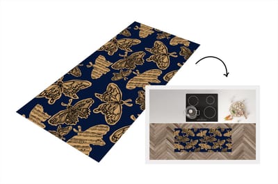 Keukenloper - Loper keuken - Patroon - Muziek - Vlinders - 120x50 cm - Keukenloper vinyl