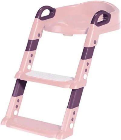 Toiletbril met trapje - Kinder toilet - Zindelijk worden - In hoogte verstelbaar - 35 x 58 cm - Roze