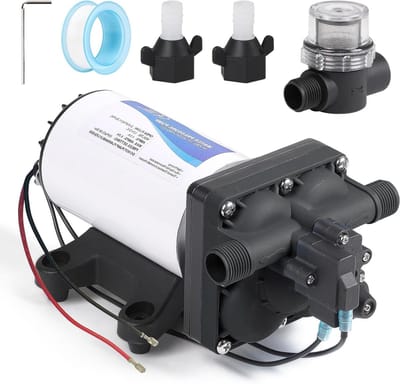 Waterpomp 12V - Diaphragm pomp - Camper en boot - Intelligent drukbeschermingssysteem - 11.3 L/Min - Zwart