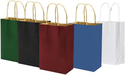 100 Stuks Gekleurde Cadeauzakjes van Kraftpapier met Handvatten voor Feest en Winkel