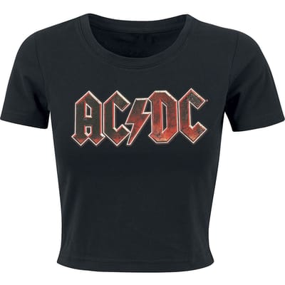 AC/DC T-shirt - Metal Logo - L tot XL - voor Vrouwen - zwart