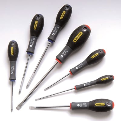 STANLEY 7-Delige FatMax SchroevendraaiersetParallel 3 X 100mm. 3.5 X 75mmStandaard 5.5 X 100mm. 8 X 150mmPozidriv PZ0 X 75mm. PZ1 X 100mm PZ2 X 125mm - 0-65-425