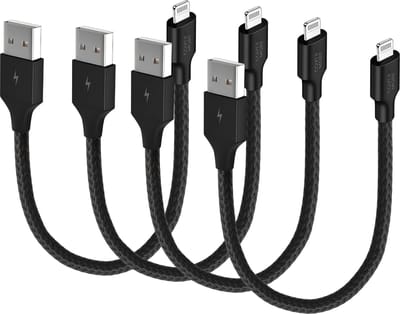 Voordeelbundel kabel geschikt voor iPhone 14 13 12, iPad en AirPods naar Lightning ingang - 4 stuks - Kort - Stevig - Zwart
