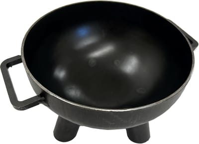 Mini Vuurkorf - Tafelhaard Decoratie - Sfeerverhogend Buiten - Met Handgrepen - Ø 17cm - Zwart