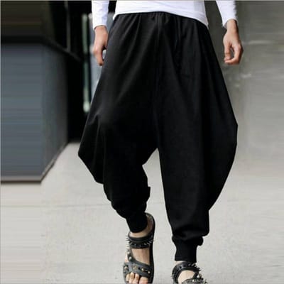 Hip Hop Punk Dansbroek Heren Hoge Elastische Taille Harem Vintage Losse Broek Oversized S-5XL M zwart