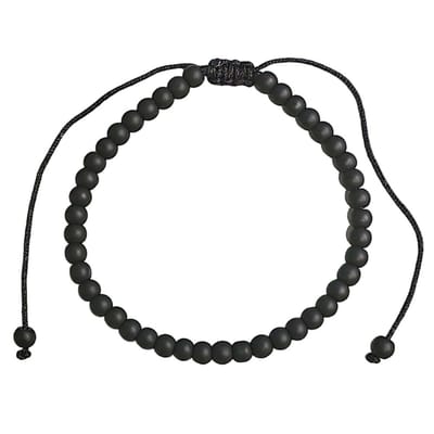 Fako Bijoux® - Natuurstenen Armband - Natuursteen - 4mm - Verstelbaar - 16-23cm - Mat Zwart