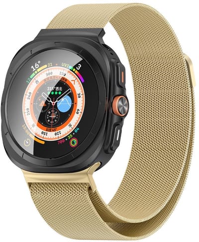 Milanees bandje - geschikt voor Samsung Galaxy Watch Ultra (47mm) / Ultra 2025 (47mm) - rvs Milanese met magneet sluiting - goud