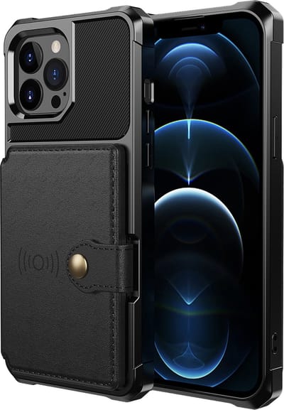 Geschikt voor Apple iPhone 13 Pro Backcover - Zwart | 3 in 1 | Pasjeshouder met Magneet voor Autohouder
