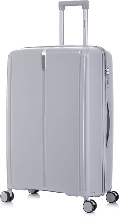 TRAVELERZ - Valencia - Grote koffer - 97L - 76x49x29cm - Polypropyleen - Harde schaal - Cijferslot - Lichtgewicht - Flexibel - Duurzaam - Dubbele wielen - Spinner wielen - Asgrijs