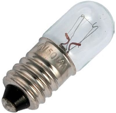 Signaallamp E10 60V 5W - 83 mAh - Per stuk - T10 Gloeilamp Ø10mm - 28mm - 2500K - Dimbaar