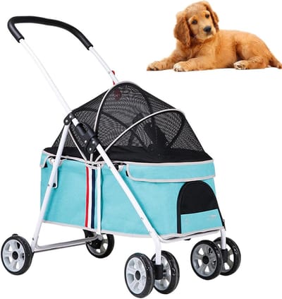Dierenwagen - Reisbuggy - Comfortabel Vervoer - Opvouwbaar Ontwerp - Tot 20 kg - Blauw